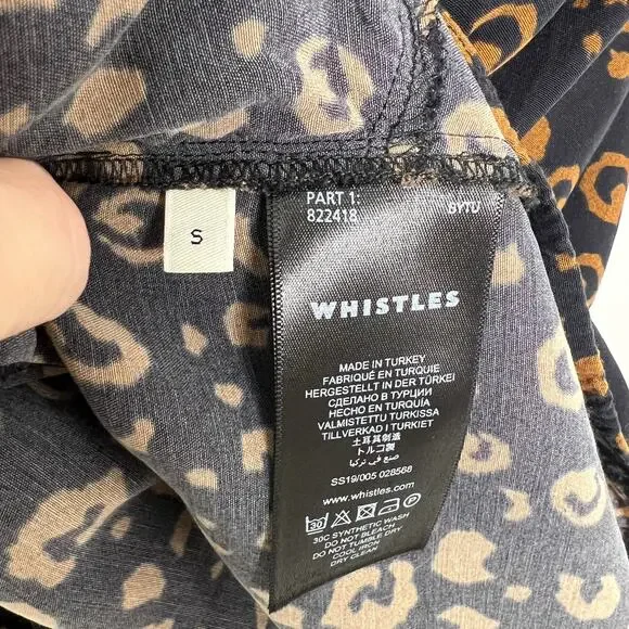 Whistles Lola Cheetah Print Shirt Dress Small Black Brown Animal Print Neutral - Picture 14 of 15